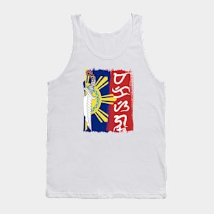 Philippine Flag / Tribal line Art Knife / Baybayin word Makisig (Handsome / Elegant) Tank Top